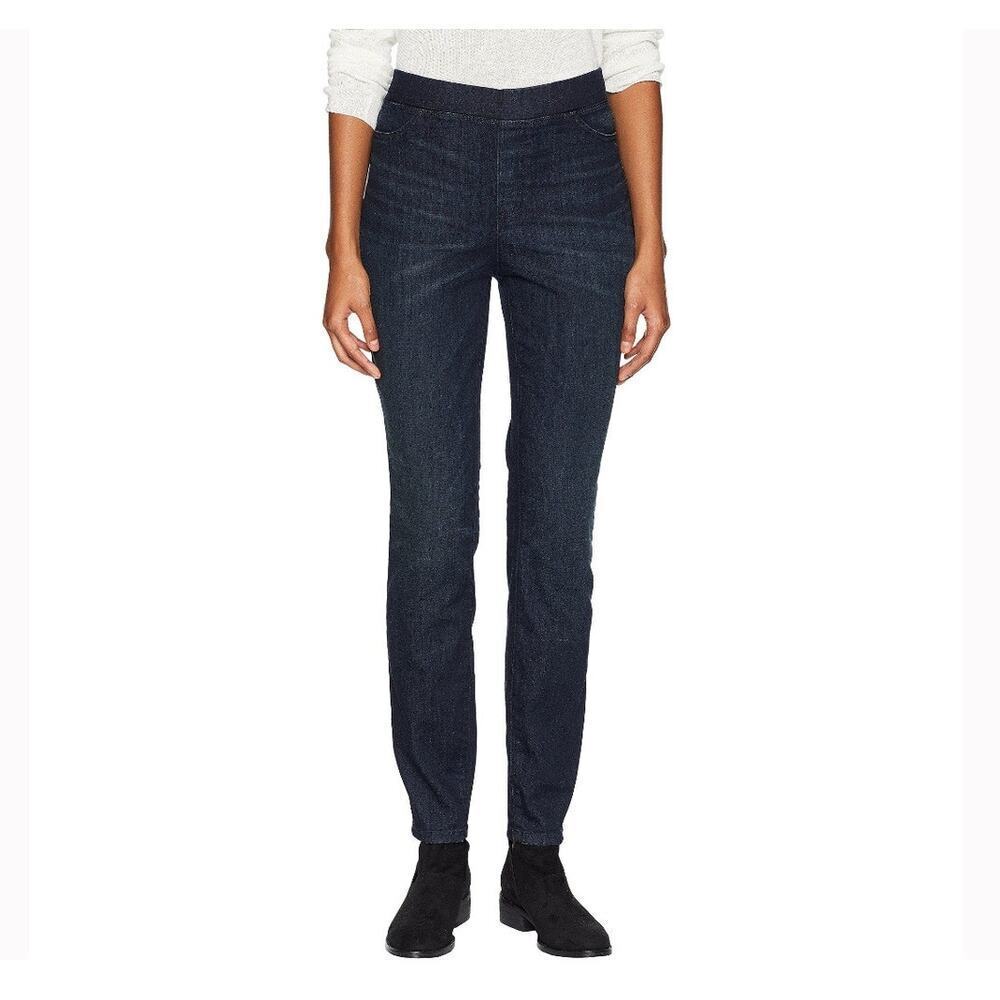 Eileen Fisher Organic Cotton Pull On Jeggings Utility Blue Womens Size L Stretch